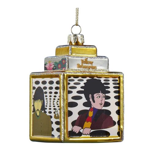 The Beatles Yellow Submarine Pot Holes 3 3/4-Inch Glass Cube Ornament